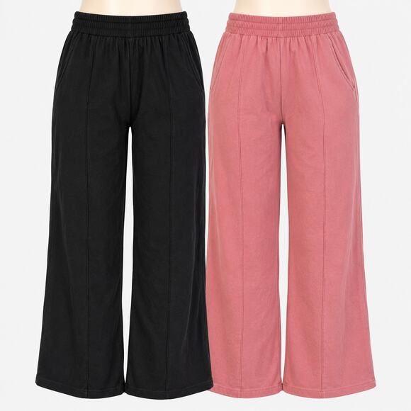 Cotton VIU Pants - Cotton VIU Lounge Pants Set of 2 Womens Medium M Black Pink 100% Cotton Pocketed